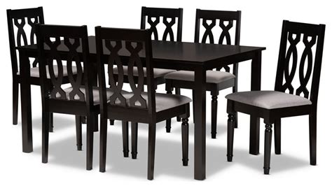 Pcs Dining Set Rectangular Table Padded Chairs With Geometric Cut