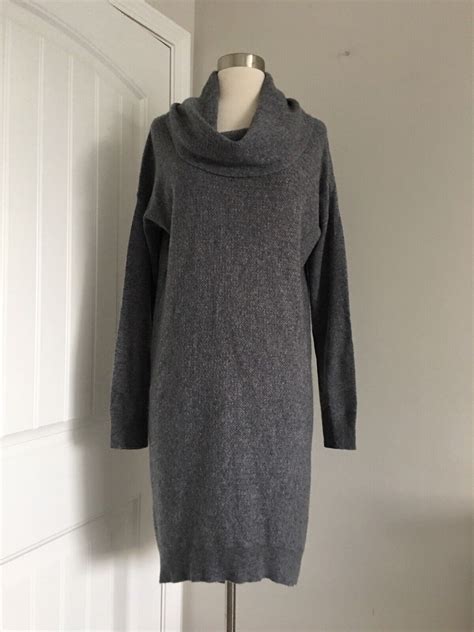 Cynthia Rowley Ply Cashmere Gray Cowl Neck Sweater Dress Size M Ebay