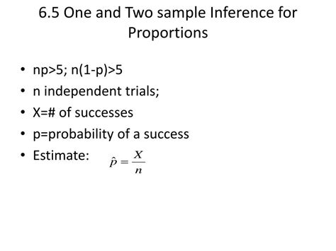 Ppt 65 One And Two Sample Inference For Proportions Powerpoint