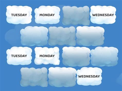 Days Of The Week Memory Game Matching Pairs