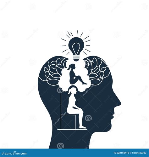 Creative Idea Of Human Brain With Light Bulb Mental Health Stock