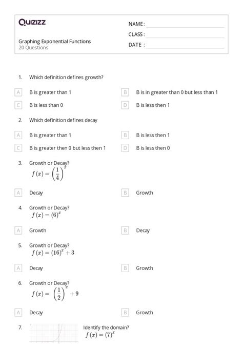 50 Derivatives Of Exponential Functions Worksheets For 10th Grade On