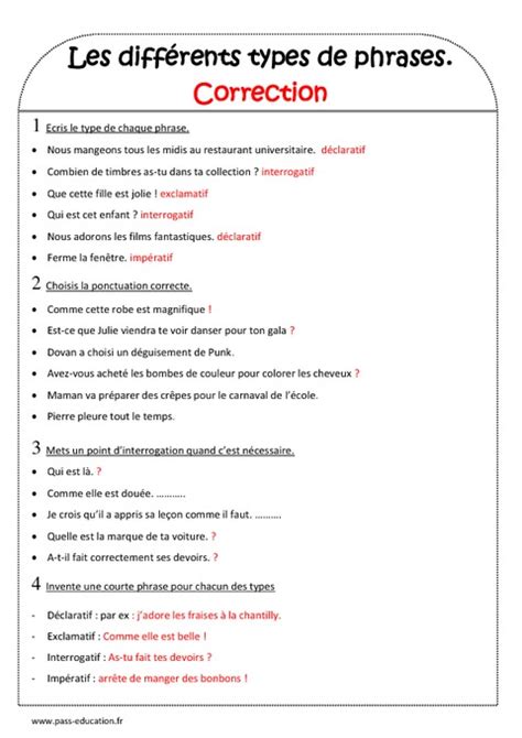 Phrase Déclarative Interrogative Impérative Et Exclamative Ce2 Exercices à Imprimer