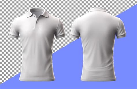 Premium PSD | Plain white polo shirt design with front and back view