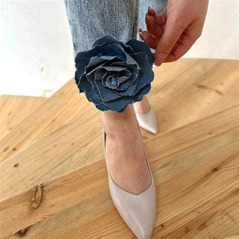 Denim Fabric Flowers Etsy