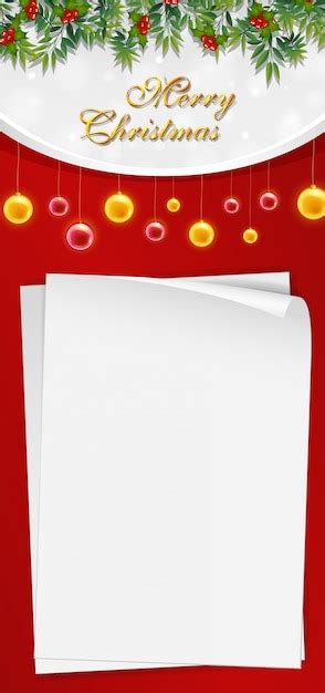 Free Vector | Christmas card template with blank paper and mistletoes