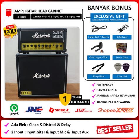 Jual Ampli Gitar Marshall Input Head Cabinet Bonus Kabel Jack Murah