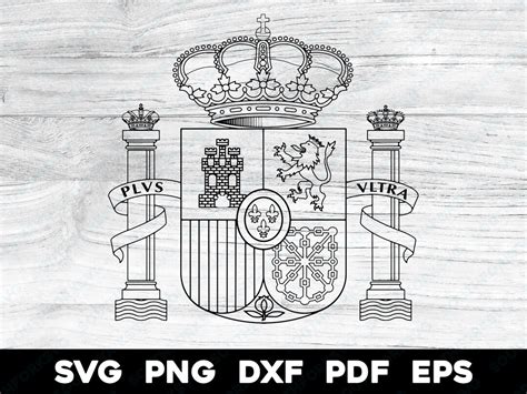 Spain National Flag Crest Transparent Outline Svg Png Dxf Eps Pdf Vector Graphic Design Cut ...