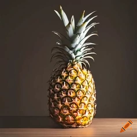 Pineapple On A Table With Warm Lighting On Craiyon