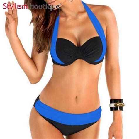 2017 Nuevos Bikinis Sexy Contraste De Color Patchwork Mujeres Traje De