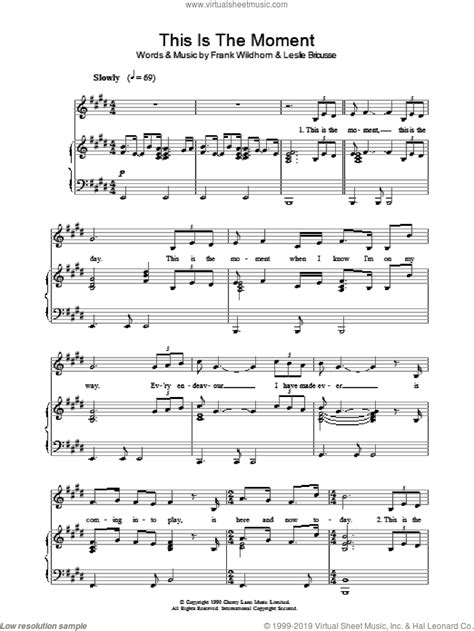 Bricusse This Is The Moment Sheet Music For Voice Piano Or Guitar