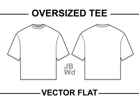 Boxy Oversized Fit T Shirt Flat Technical Drawing Illustration Short