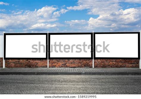 Three Blank Frame Billboard Mockup Bilboard Stock Photo 1589219995