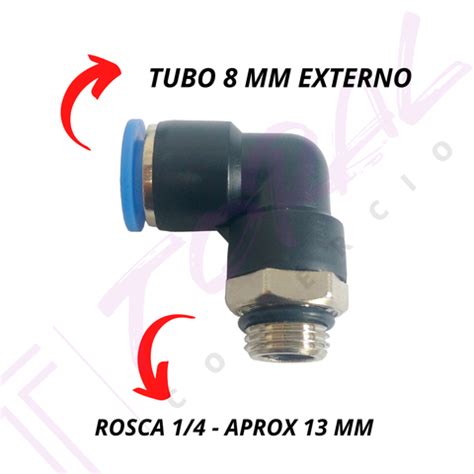 50 Conexão Pneumática Cotovelo Rosca 1 4 BSP X Tubo 8 mm Toral Comércio