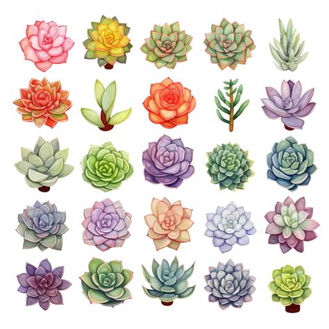 Plantas Suculentas Clipart Aquarela Gerado Por Ai Png Verde