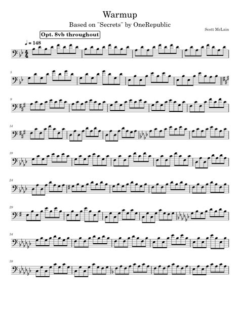 Bass Clef Exercise on "Secrets" by OneRepublic Sheet music for ...