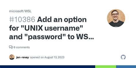 Add An Option For UNIX Username And Password To WSL CLI Issue