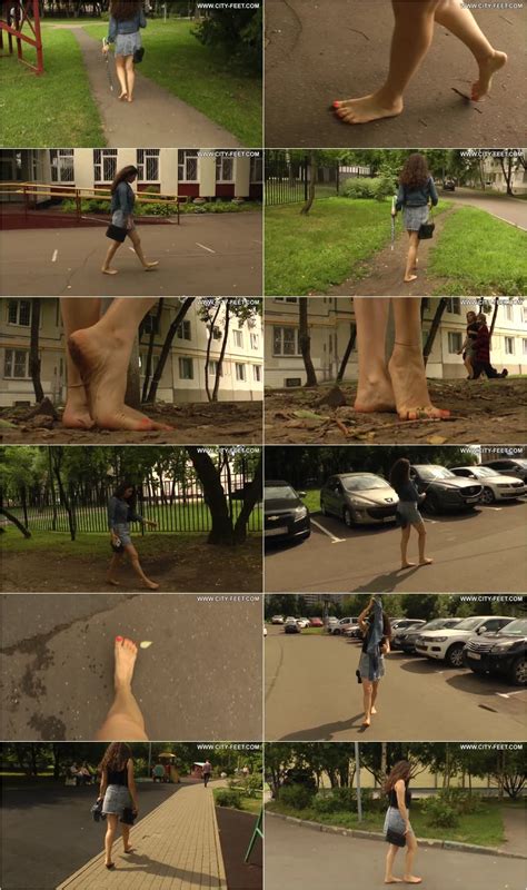A Barefoot Brunette In A Mini Skirt Part City Feet Full HD MP
