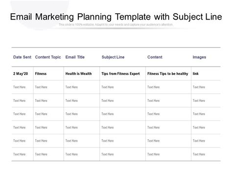 Email Marketing Planning Template With Subject Line Ppt PowerPoint ...