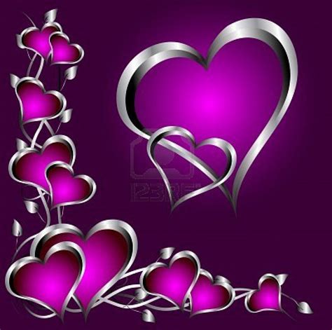 A Purple Hearts Valentines Day Background With Silver Hearts Heart