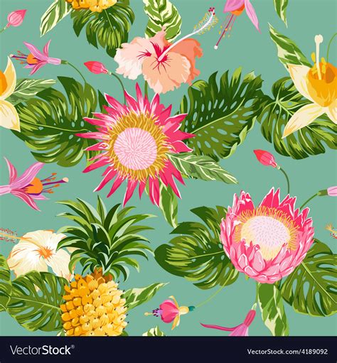 Tropical flowers background Royalty Free Vector Image