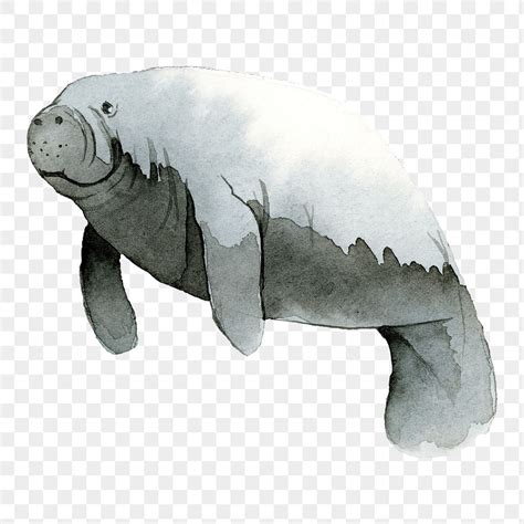 Watercolor painted dugong transparent png | Premium PNG Sticker - rawpixel