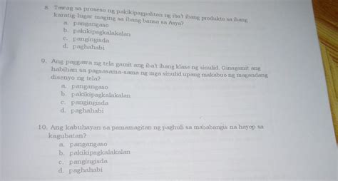 Tayahin Panuto Basahing Mabuti Ang Bawat Katanungan At Isulat Sa