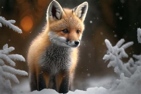 Premium Photo | A fox in the snow with snow on it