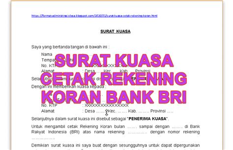 Contoh Surat Kuasa Pencetakan Rekening Koran Delinewstv