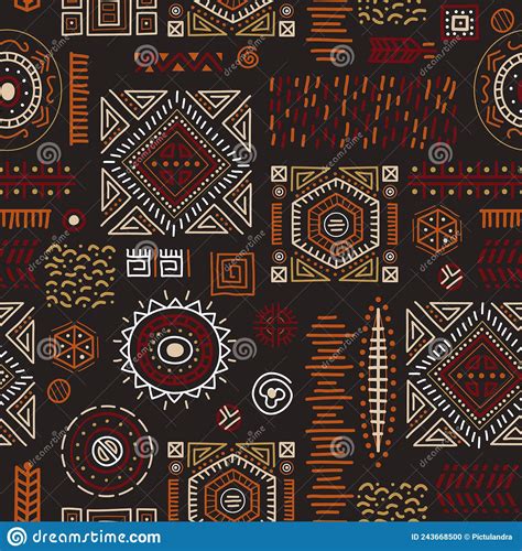 Colorful African Art Decoration Tribal Geometric Shapes Seamless