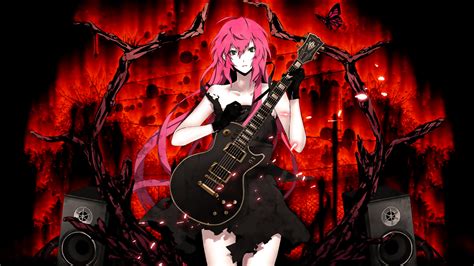 Wallpapers Luka Megurine In Flames Babe Fire Guitar 1920x1080