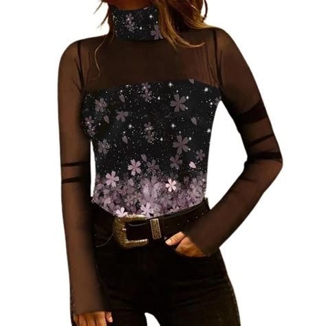 CHEMISIER BLOUSE LIQUETTE Chemisier Confortable Terrtleneck TRENDY