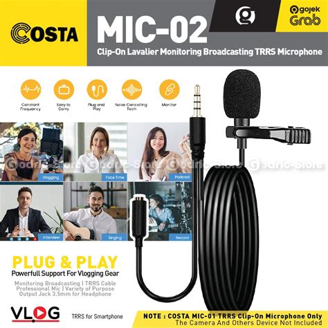 Jual COSTA 02 TRRS Clip On Mic Lavalier Microphone W Port Out Audio