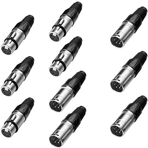 SIENOC 5x Di Connettori Femmina Maschio A 4 Pin XLR Adattatori Audio