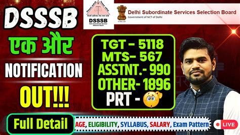 Dsssb New Vacancy Dsssb Tgt Dsssb Prt Dsssb Mts Dsssb