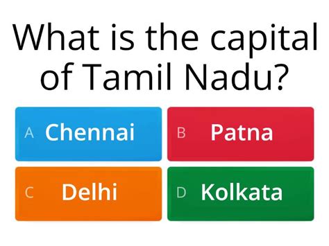 1.What is the capital of Tamil Nadu? - Quiz