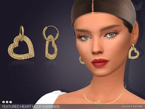 Sims 4 Textured Heart Hoop Earrings By GiuliettaSims 3 Swatches