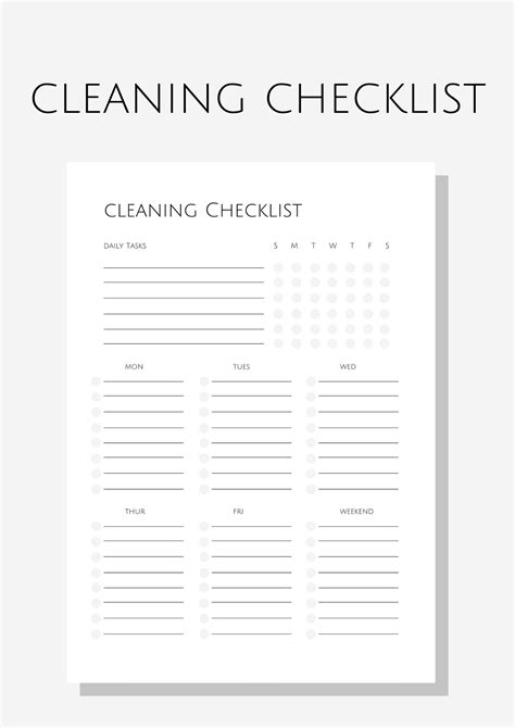 A4 Cleaning Checklist Weekly Cleaning Checklist Weekly Cleaning