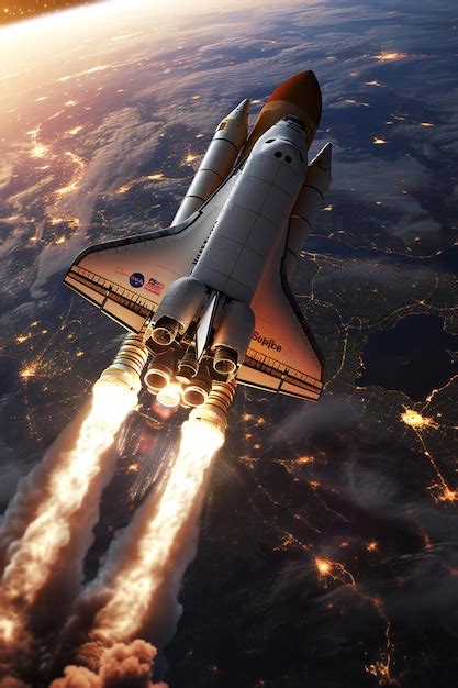 Premium Photo Space Shuttle Rocket Flies Above The Earth Vertical