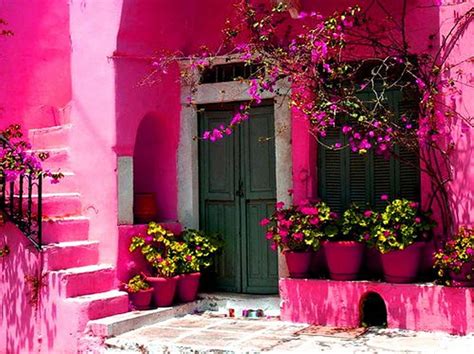 Mexico Architecture Flowers Pink Houses Hd Wallpaper Peakpx