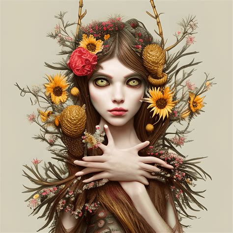 3d Cinema Girl With Whimsical Flowers · Creative Fabrica