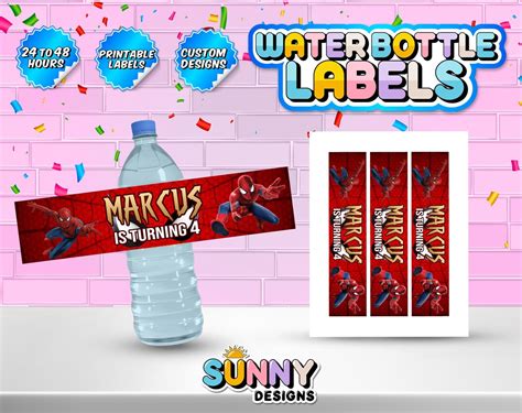 Spiderman Water Bottle Labels Spiderman Party Treats Spiderman Party