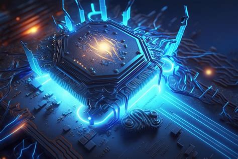 Premium AI Image CPU Chip On Circuit Board Processor With Magic Blue