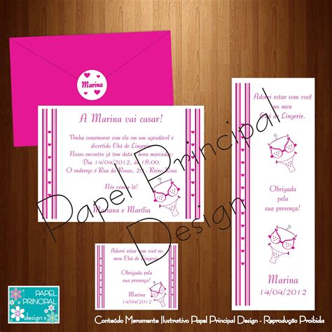 Convites E Lembran As Papel Principal Design Ch S De Lingerie Panela