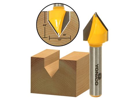 60 Degree X 1 2 Diameter V Groove Router Bit 1 4 Shank Yonico