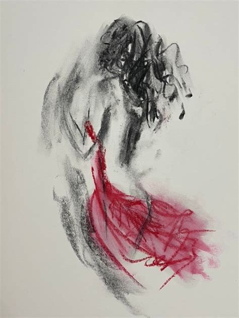 Woman Art Original Charcoal Drawing Of Woman Female Figure Sketch Nude Art X Inches