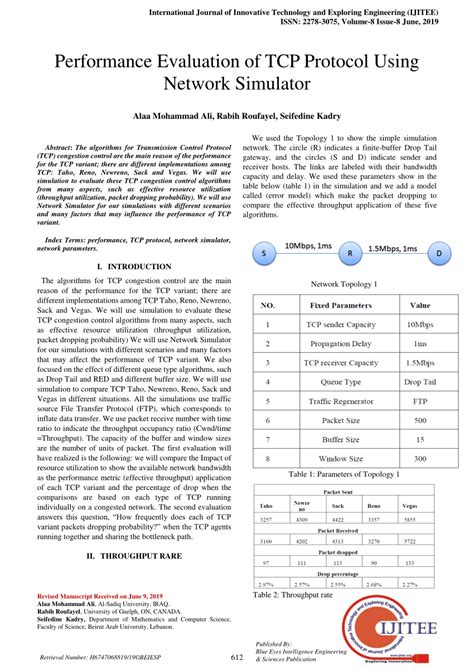 Pdf Performance Evaluation Of Tcp Protocol Using Network Simulator