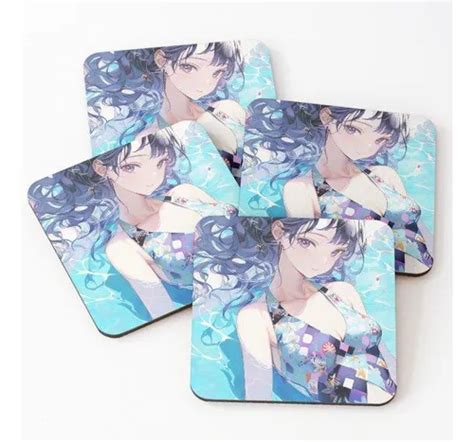 Set Posavasos Chica Anime En Bikini Calidad Premium Mercadolibre