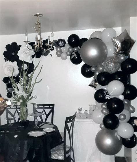 Blackwhitegrey Themed Birthday Black And White Party Decorations Black And White Balloons