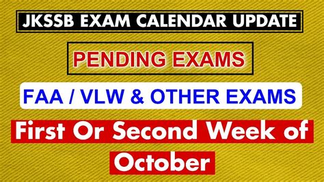 JKSSB Exam Calendar Update Month Of October FAA VLW Other Exam